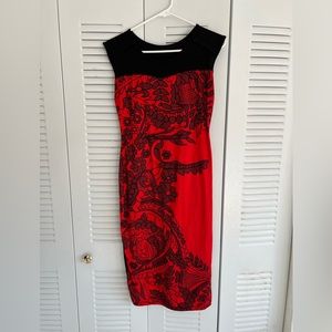 Black and red patterned dress